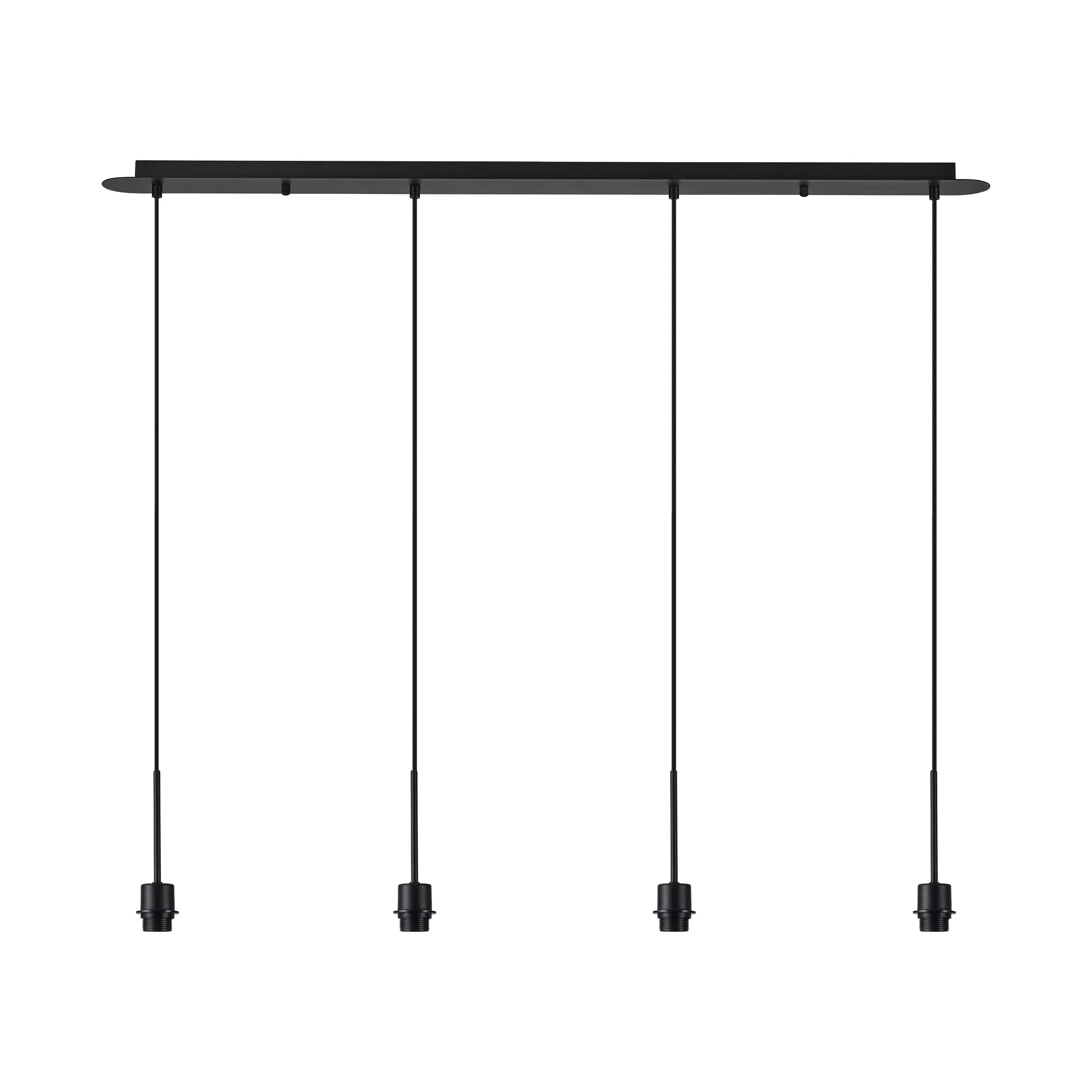 D0908BL  Carrie Satin Black 4 Light Linear E27 Universal Pendant (FRAME ONLY), Suitable For A Vast Selection Of Shades